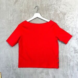 Lauren Ralph Lauren Shirt Sz. S Orange Crop Ribbed Short Sleeve W/ Side Buttons